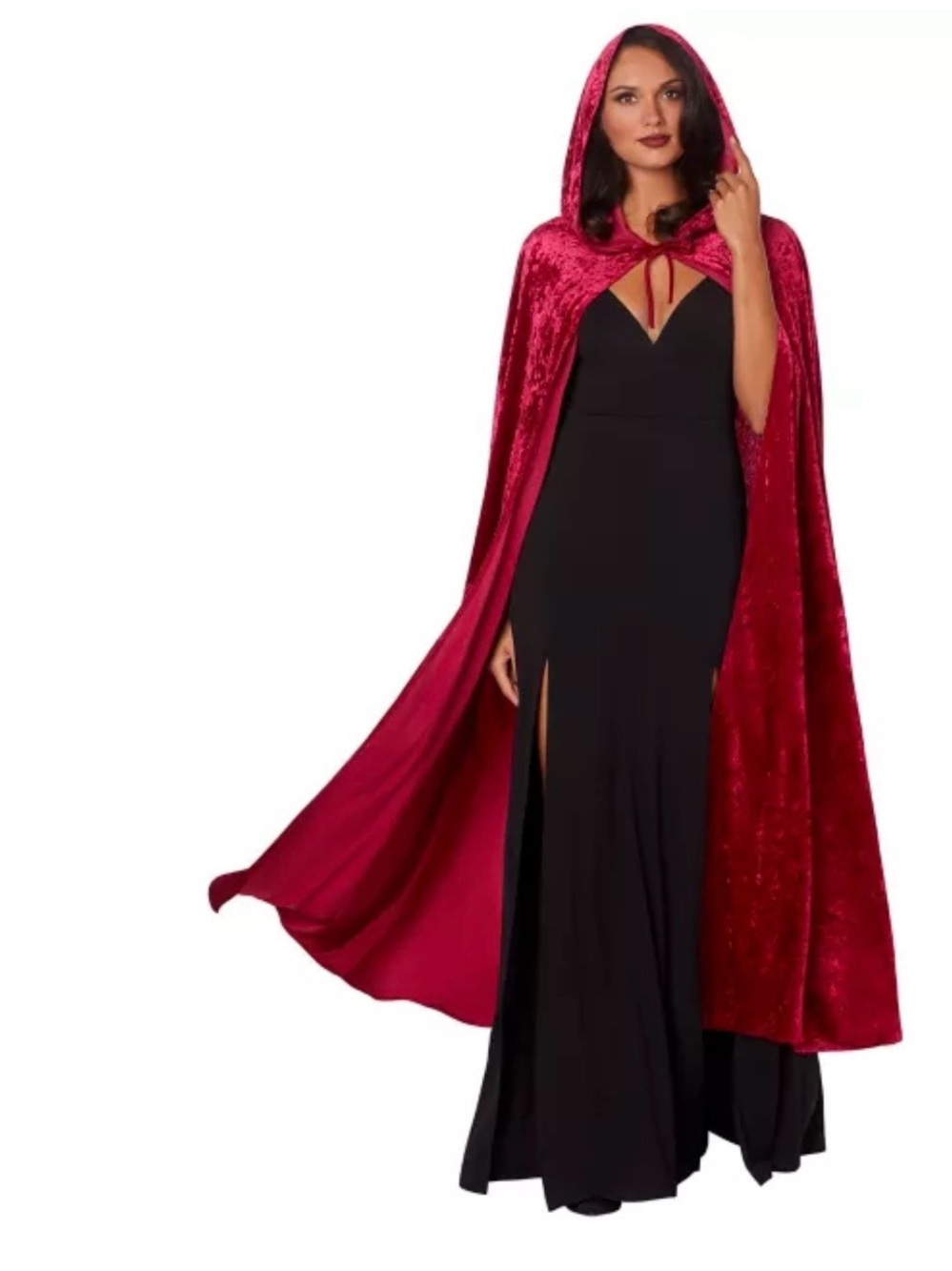NWT Red Burgundy Velvet Hooded Cape Halloween Costume - One Size - Cosplay